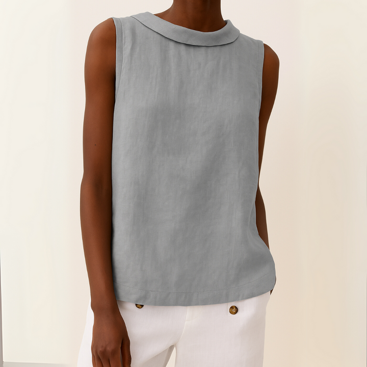 Delvine | Sleeveless Roll Collar Top