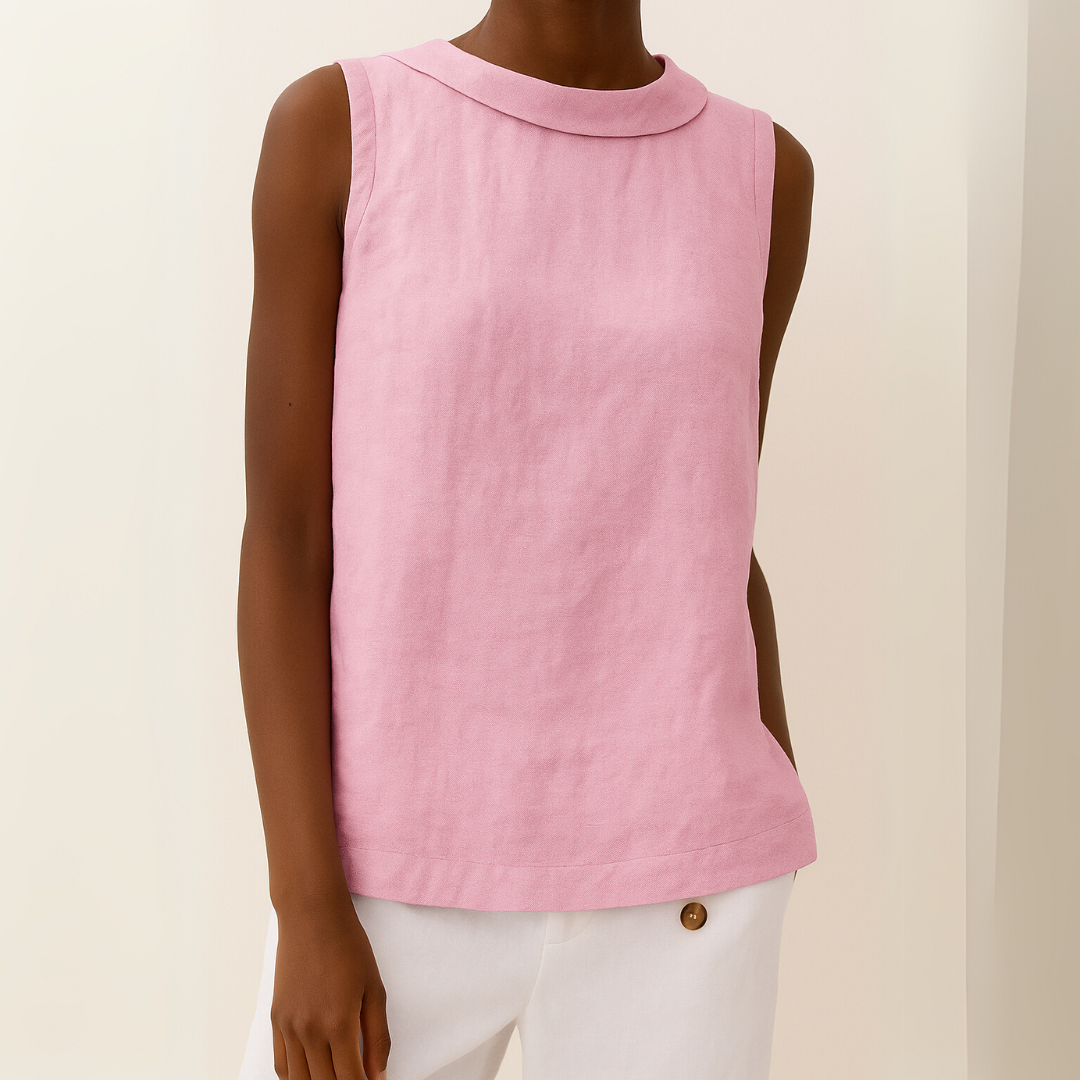 Delvine | Sleeveless Roll Collar Top