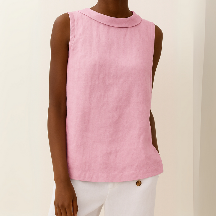 Delvine | Sleeveless Roll Collar Top