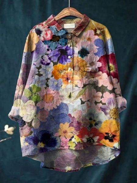 Caleine | Abstract Floral Print Button Front