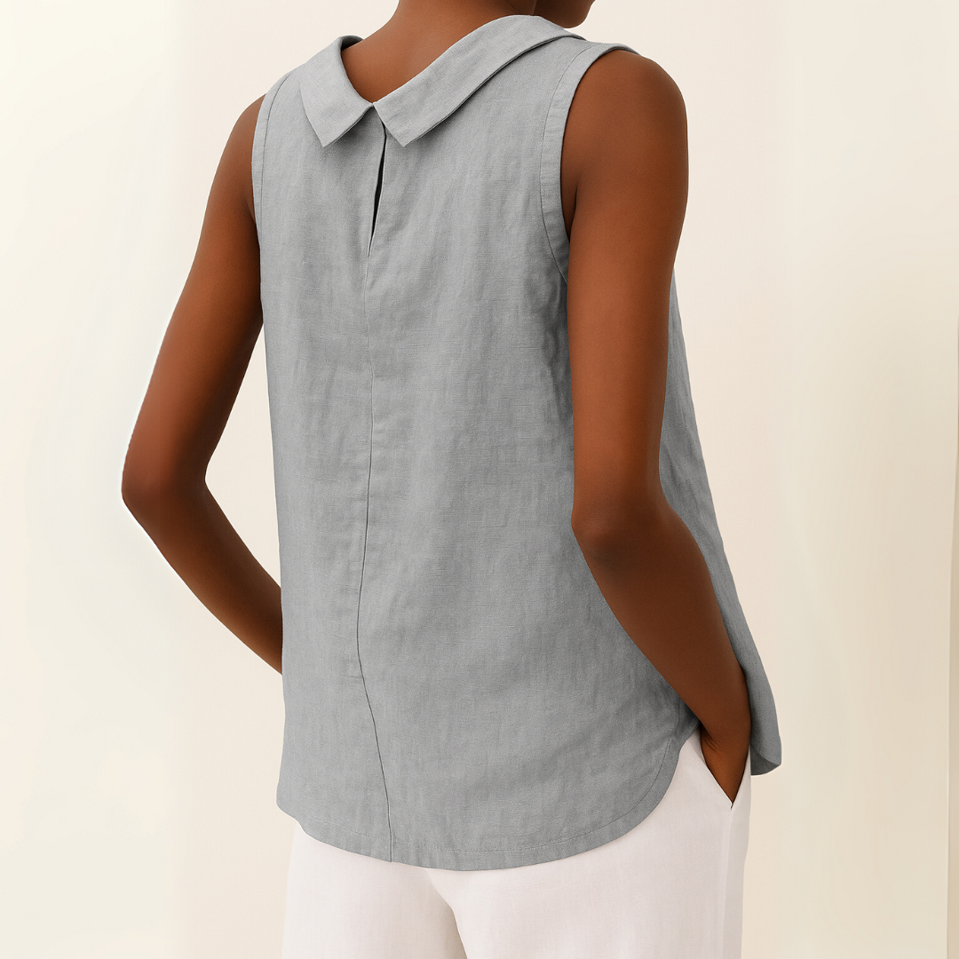 Delvine | Sleeveless Roll Collar Top