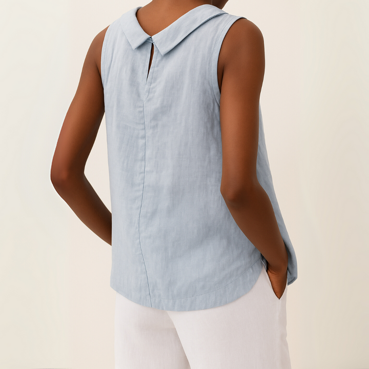 Delvine | Sleeveless Roll Collar Top
