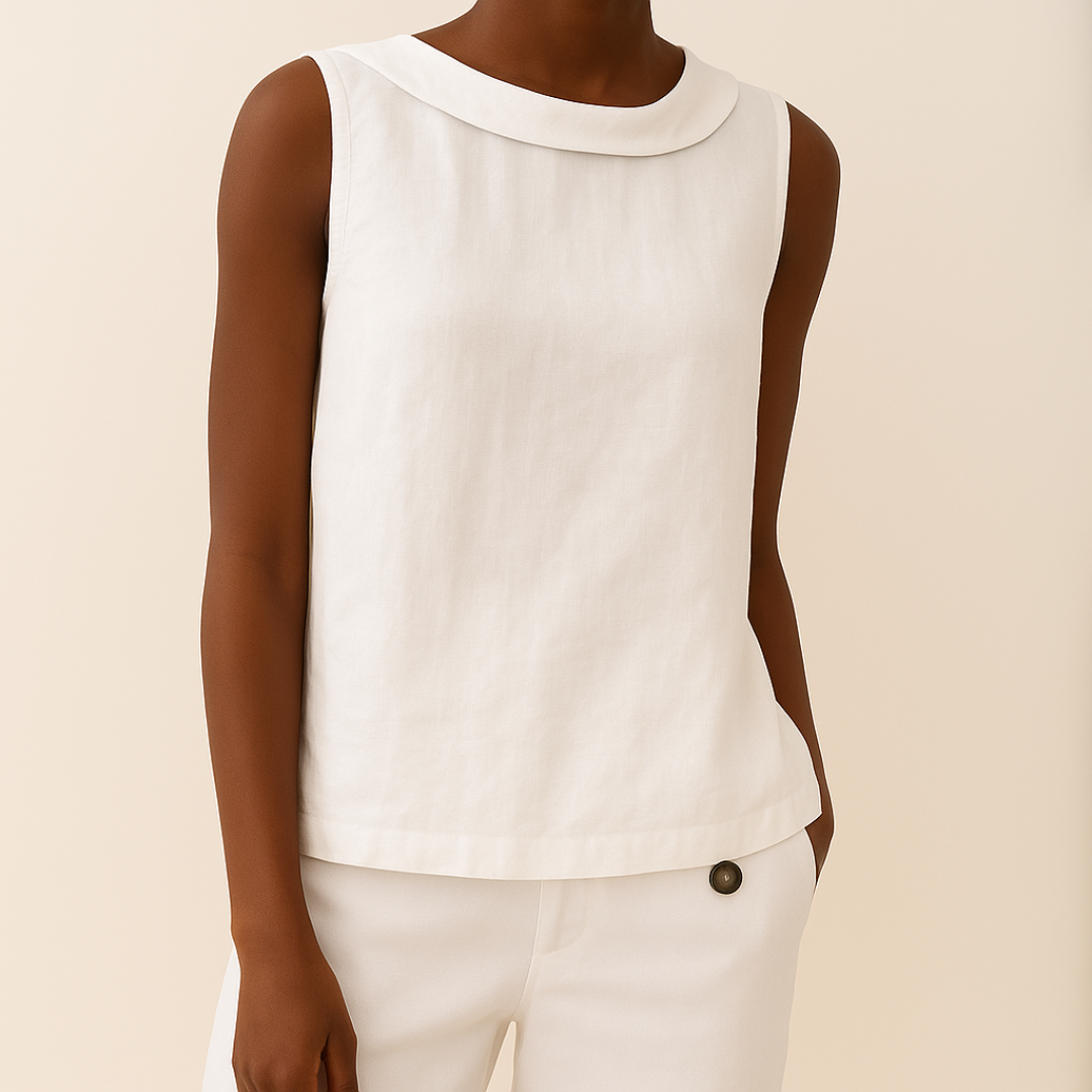 Delvine | Sleeveless Roll Collar Top