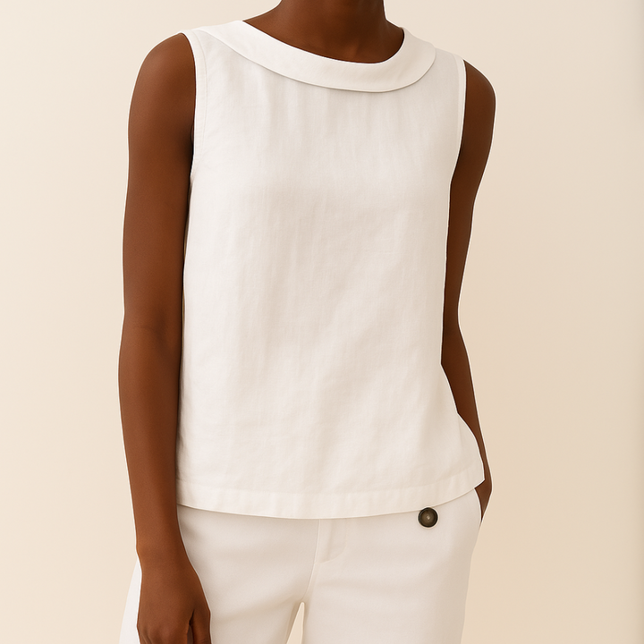 Delvine | Sleeveless Roll Collar Top