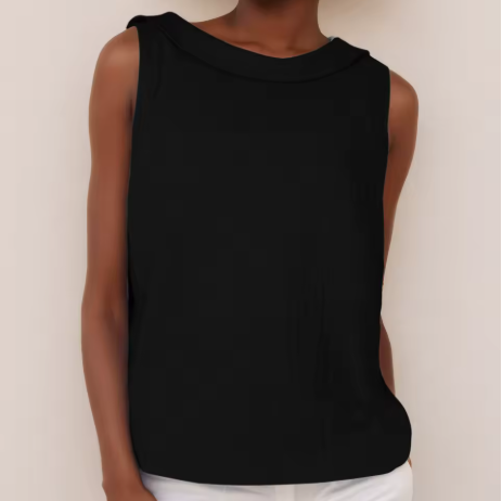 Delvine | Sleeveless Roll Collar Top