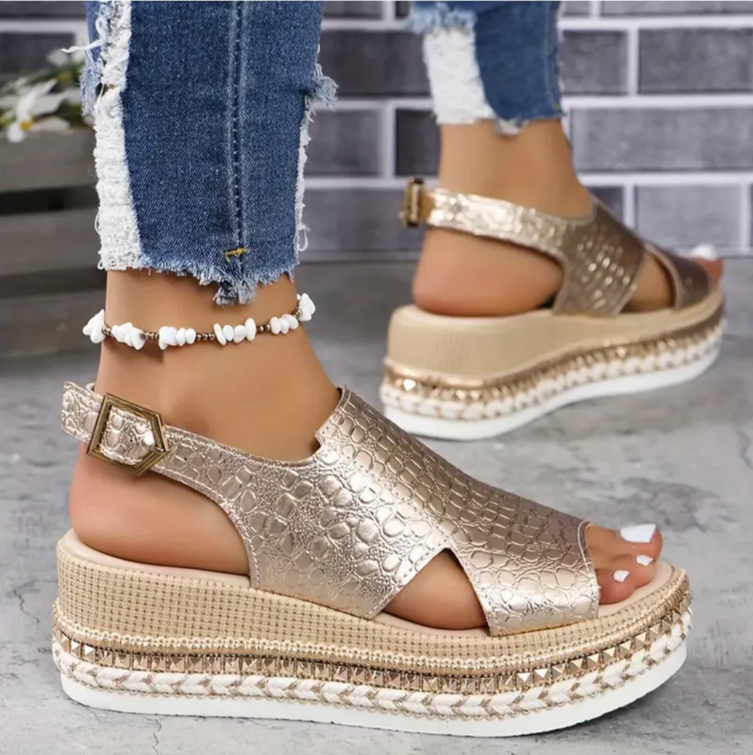 Harper | Women’s Textured Platform Buckle Summer Sandals
