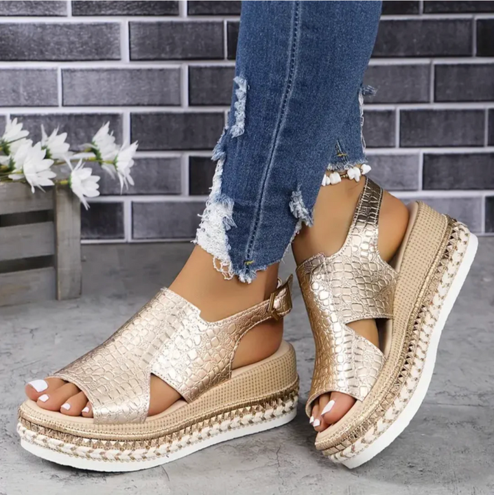 Harper | Women’s Textured Platform Buckle Summer Sandals