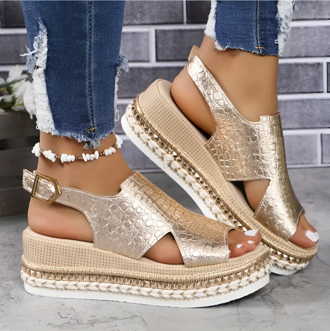 Harper | Women’s Textured Platform Buckle Summer Sandals