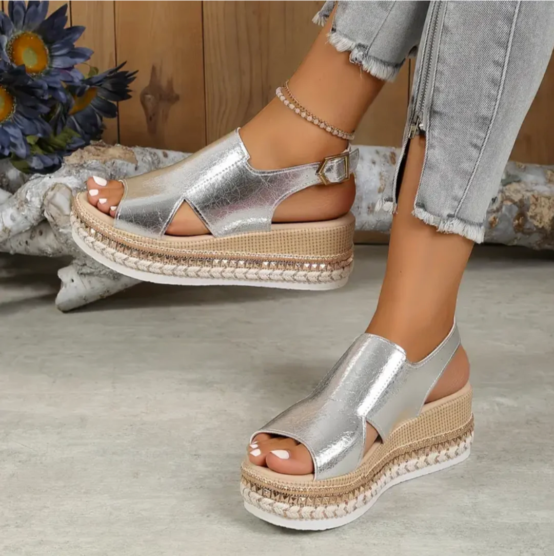 Harper | Women’s Textured Platform Buckle Summer Sandals