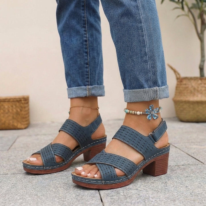 Chloe | Orthopedic Platform Block Heel Sandals Open Toe Cut Out