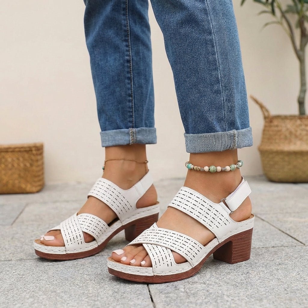Chloe | Orthopedic Platform Block Heel Sandals Open Toe Cut Out