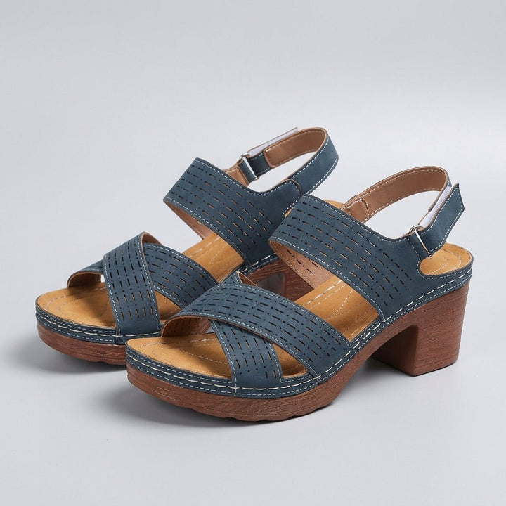 Chloe | Orthopedic Platform Block Heel Sandals Open Toe Cut Out