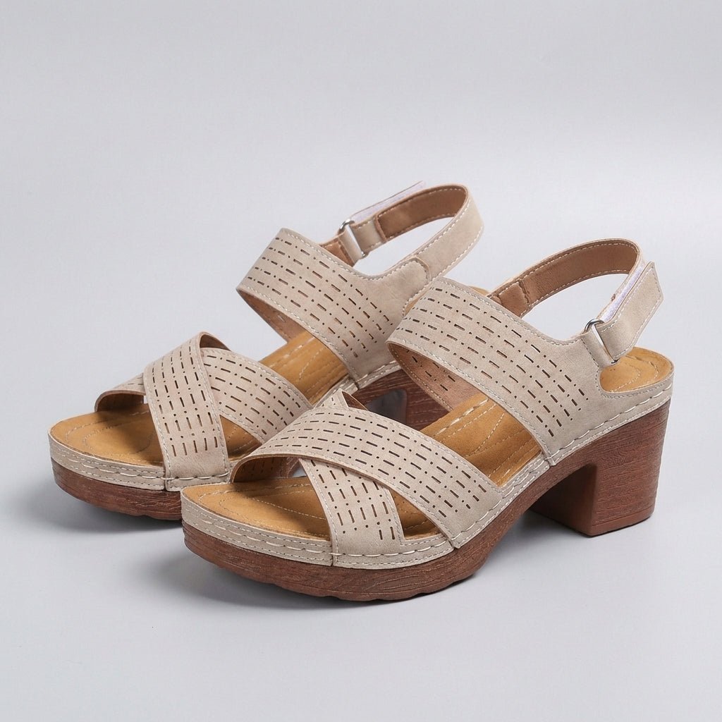 Chloe | Orthopedic Platform Block Heel Sandals Open Toe Cut Out