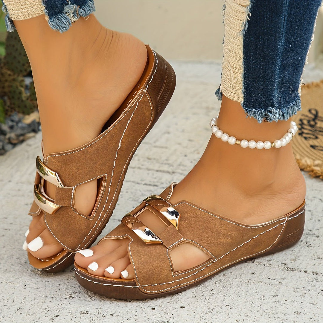 Aurora | Women’s Orthopedic Platform Buckle Slip-On Comfort Sandals