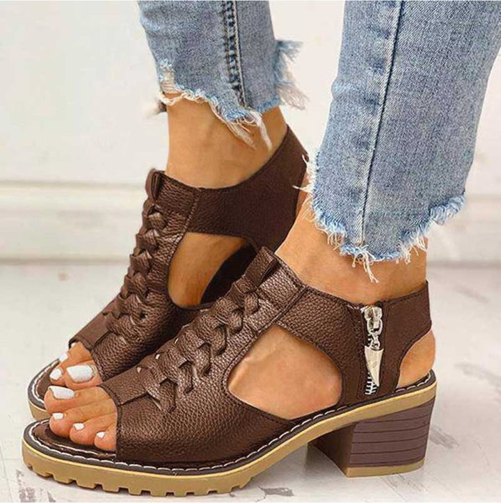 Aria | Orthopedic Sandals Women Block Heel Lace-Up Comfort