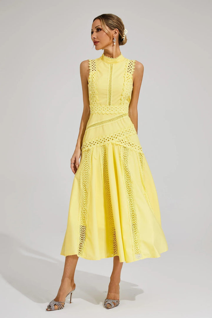 Elena | Women’s Sleeveless Lace Midi Wedding Guest Dress