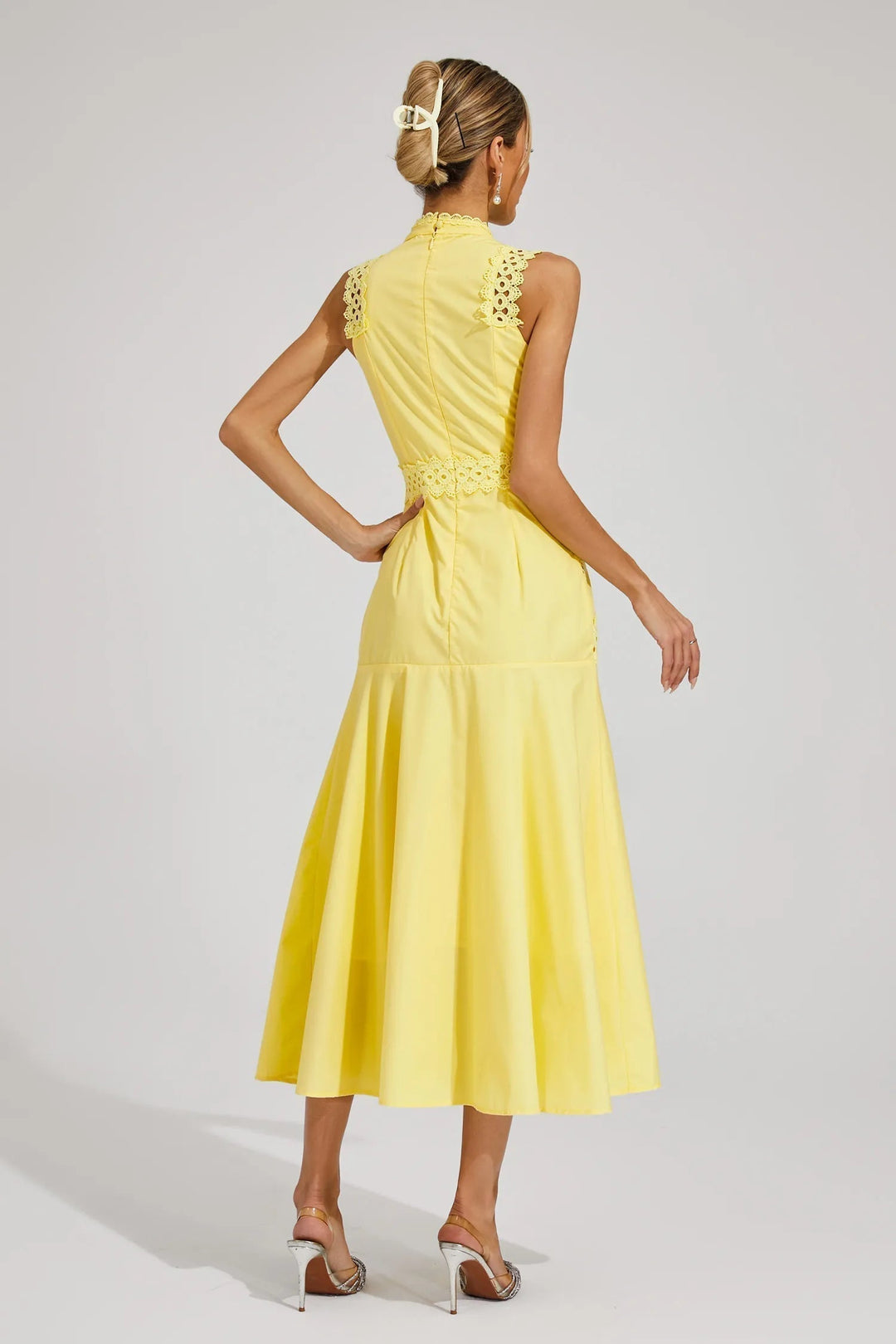 Elena | Women’s Sleeveless Lace Midi Wedding Guest Dress
